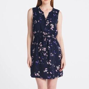 Stitch Fix 41 Hawthorn Navy Blue Floral Tie Waist Dress Size Medium